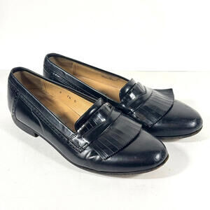 Bally Brandon Mens 7.5D Black Patent Leather Tuxedo Slip On Loafer Shoes Fringe